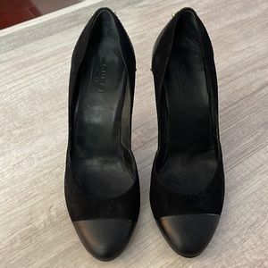 Gucci Black suede and leather heels with silver studs on the back. Size 36.5
